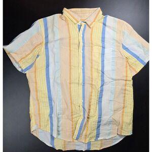 Free Assembly Shirt Yellow Striped Seersucker Shirt Men's Size XL